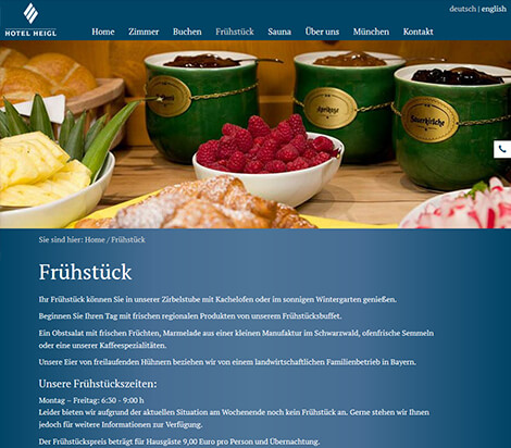 Relaunch Homepage für Münchner Hotel